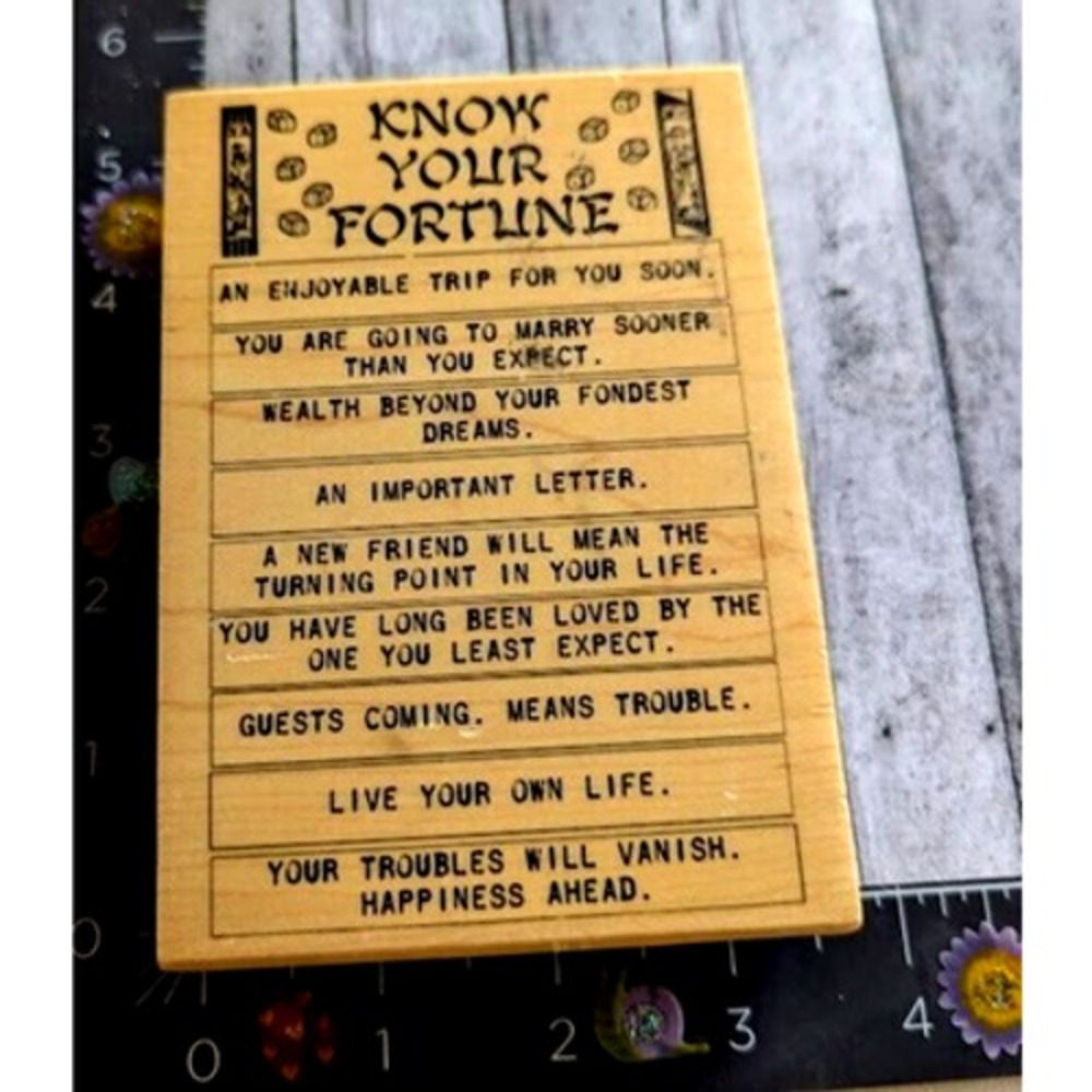 Inkadinkado Know Your Fortune 94118Y Tin Can Mail Rubber Stamp Wood #B10